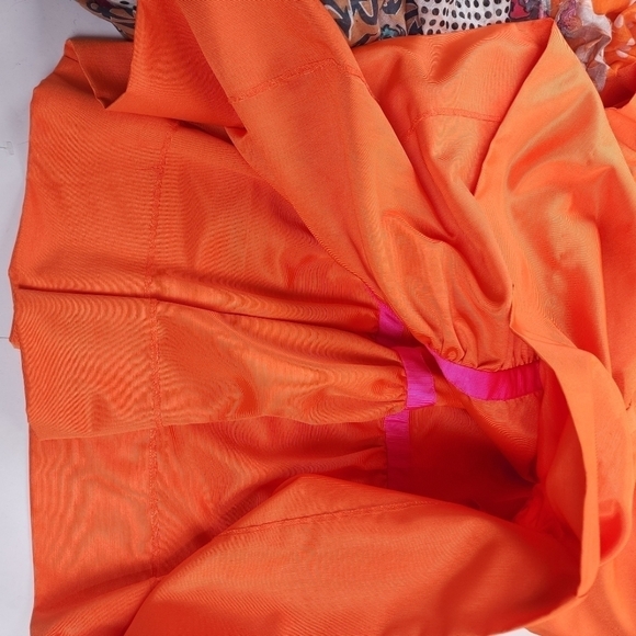 New Gretchen Scott Orange Ruffle Pocketed Dress Sz XS - Picture 9 of 16